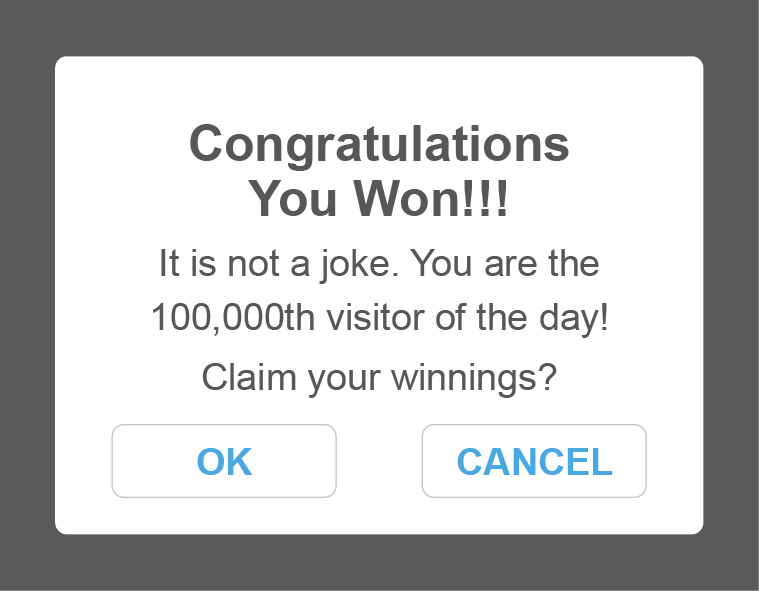 An example of a scam pop up